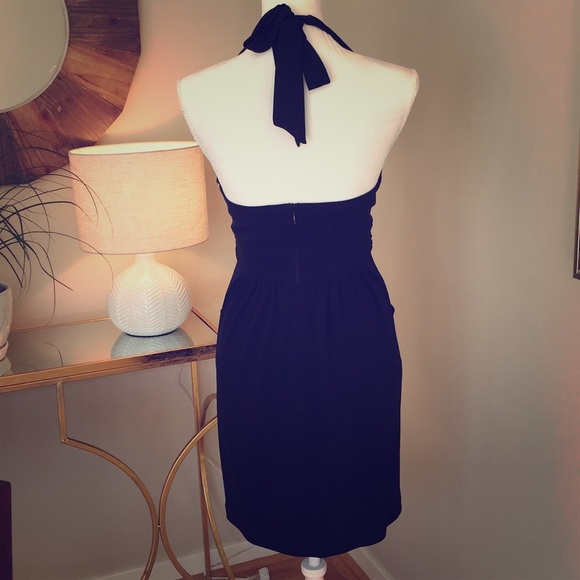 NWOT, XS, BCBG Black halter dress with gold accent - Picture 2 of 2